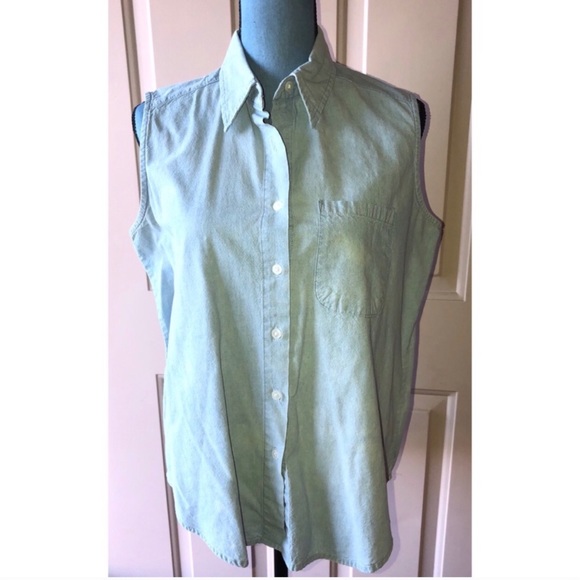 Columbia Chambray Denim Button Down L EUC #0189 - Picture 3 of 6